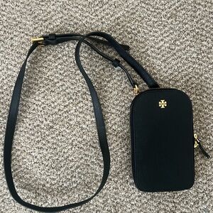 Tory Burch Black Mini Crossbody with Gold Details